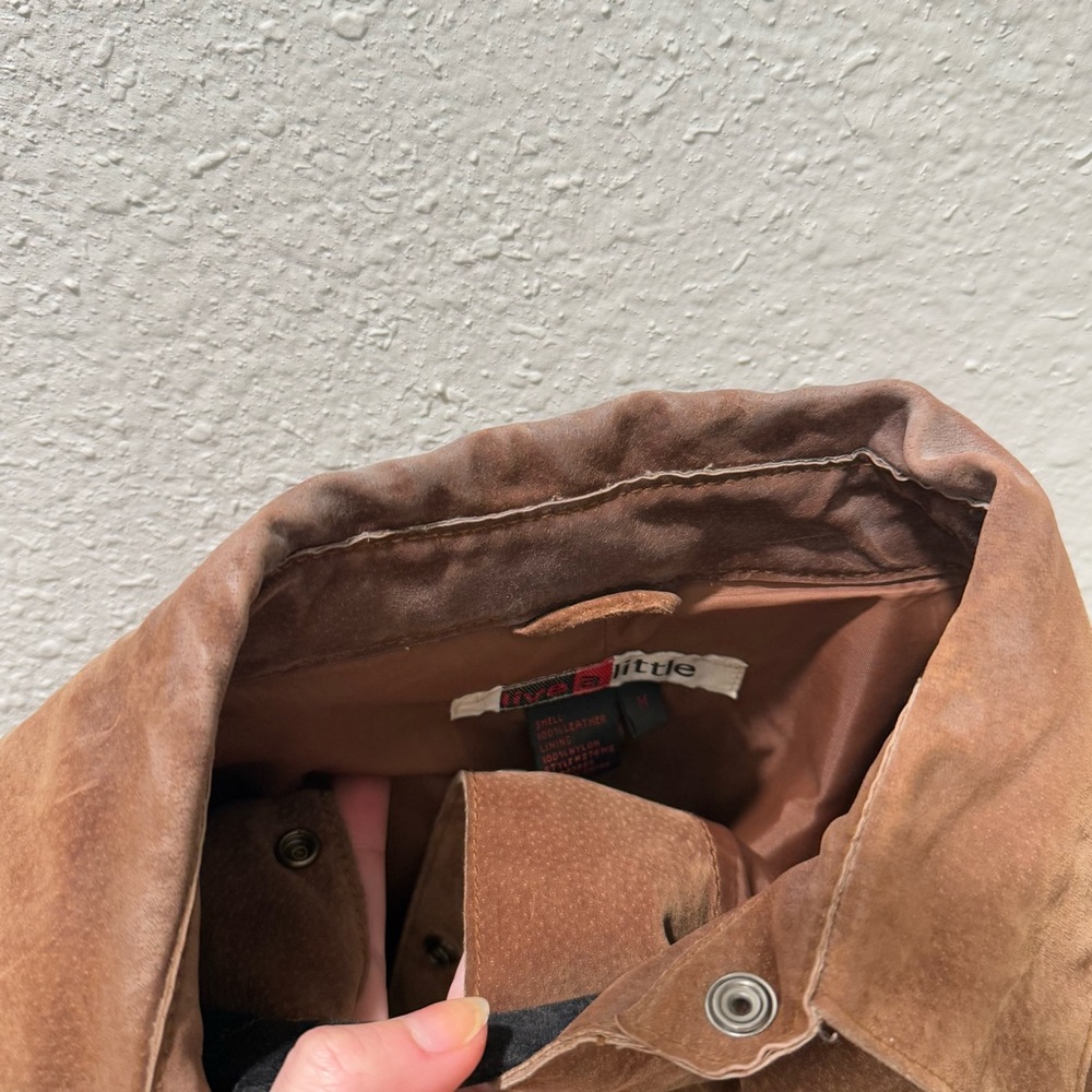 Vintage Live a Little Genuine Leather Shirt Jacket - Picture 14 of 15